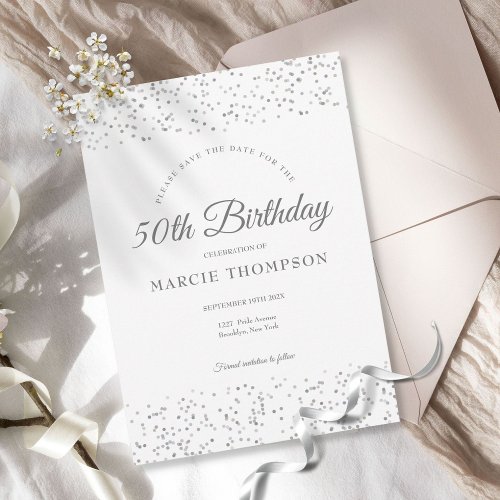 Birthday Any Age Silver Stardust Save The Date
