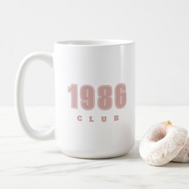 Birthday ANY YEAR, custom pink trendy typography Coffee Mug (With Donut)