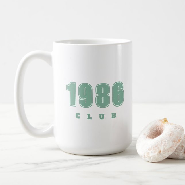 Birthday ANY YEAR, green typography personalized Coffee Mug (With Donut)