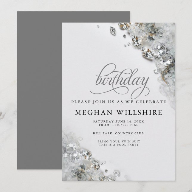 Birthday April Diamonds Invitation (Front/Back)