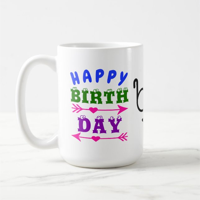 Birthday April Fool's Day Mustache Glasses 15 OZ Coffee Mug (Left)