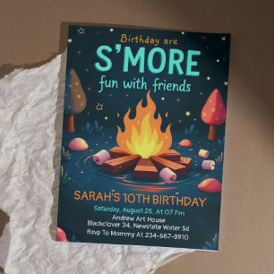 Birthday are Smore Fun With Friend - Cozy Campfire Invitation