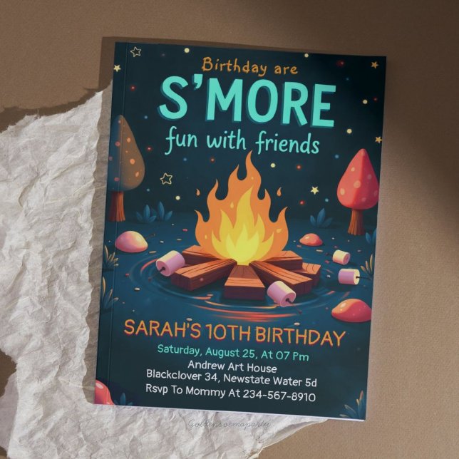 Birthday are Smore Fun With Friend - Cozy Campfire Invitation (Smore fun friend 2)