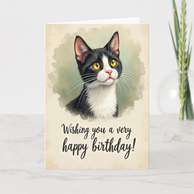 Birthday Art Cat Card (Front)