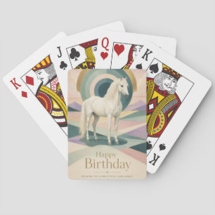 Birthday Art Deco White Horse Geometric Poker Cards