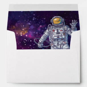 Birthday. Astronaut in Space with Stars & Galaxy. Envelope