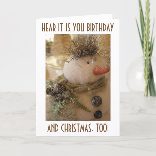 BIRTHDAY AT CHRISTMAS TIME SNOWMAN WISH HOLIDAY CARD