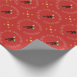 Birthday athlete custom text black red wrapping paper
