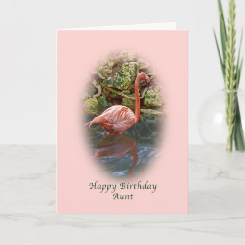 Birthday Aunt Pink Flamingo Card