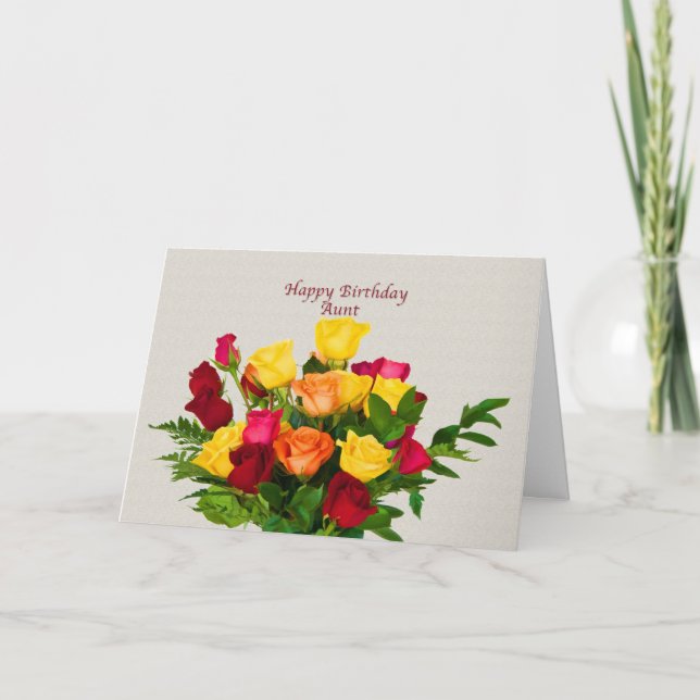 Birthday, Aunt, Rose Bouquet Card (Front)