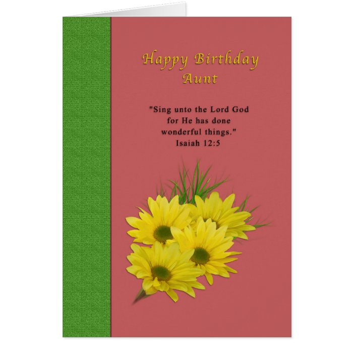 Birthday, Aunt, Yellow Daisies, Religious Greeting Card