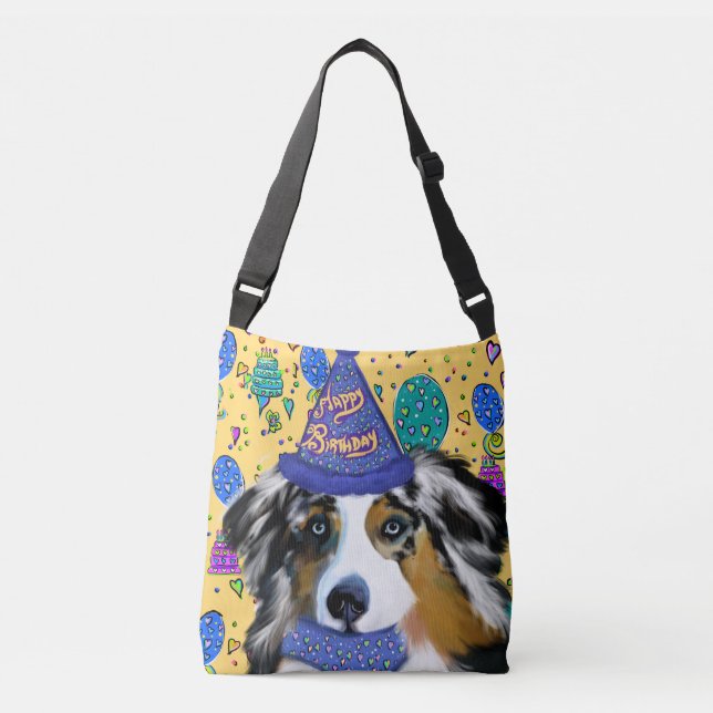 BIRTHDAY AUSTRALIAN SHEPHERD  CROSSBODY BAG (Front)