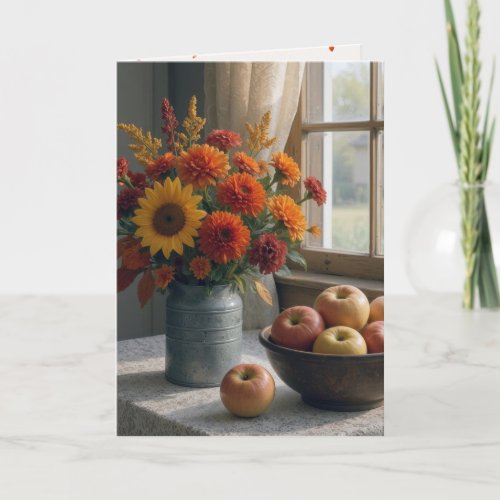 Birthday Autumn Floral Bouquet and Apples