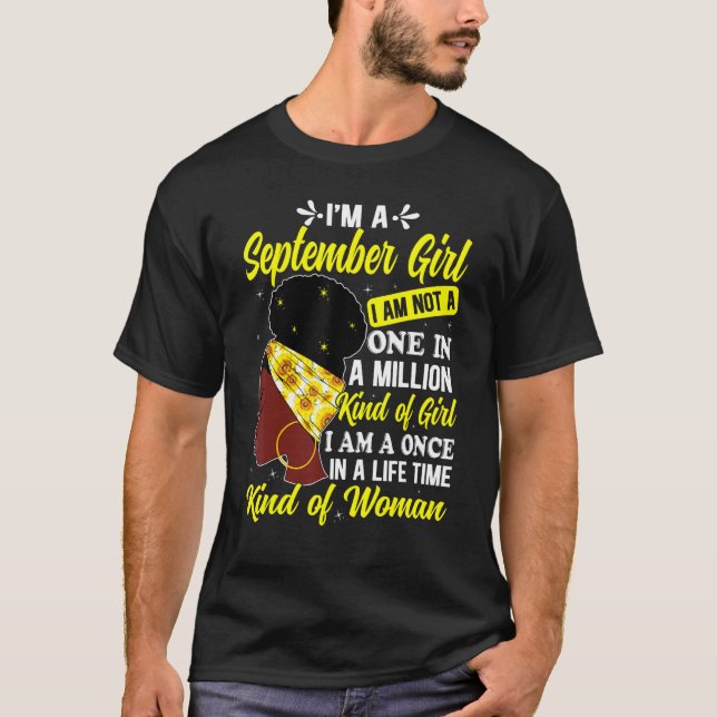 Birthday Awesome Black Queen Born In September Sun T-Shirt (Front)