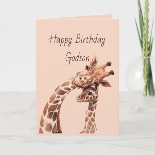 Birthday Awesome Godson Fun Giraffe Animal Card