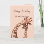 Birthday Awesome Granddaughter Fun Giraffe Animal Card<br><div class="desc">Happy Birthday Granddaughter I can't tell you how much I love and appreciate you.  Have a birthday as awesome as you are with cute cuddling Giraffe</div>
