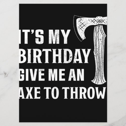 Birthday Axe Throwing Gift Menu