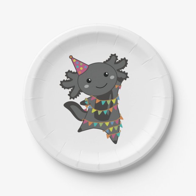 Birthday Axolotl Garland Adult Cloth Face Mask Paper Plates (Front)
