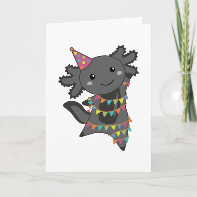 Birthday Axolotl Garland Card (Front)