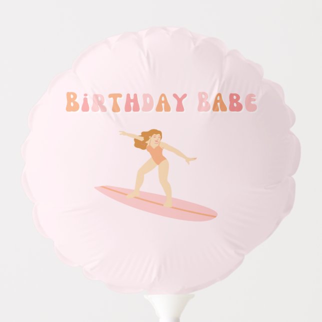 Birthday Babe Surfer Girl Balloon (Front)