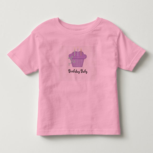 Birthday Baby Cupcake with Candles Toddler T-shirt (Front)