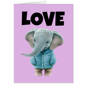 BIRTHDAY BABY ELEPHANT ART GIANT GREETING CARD