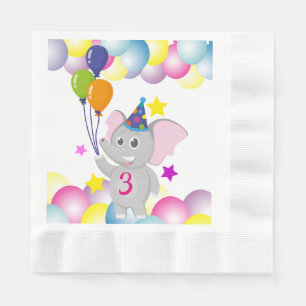 Birthday  Baby elephant with balloons Napkins