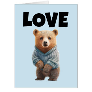 BIRTHDAY BABY GRIZZLY BEAR ART GIANT GREETING CARD
