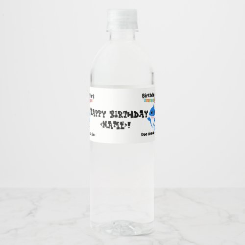 Birthday Baby Shark Water Bottle Label