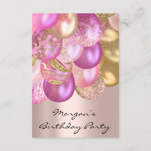 Birthday Baby Shower pink gold Ballons risse Invitation