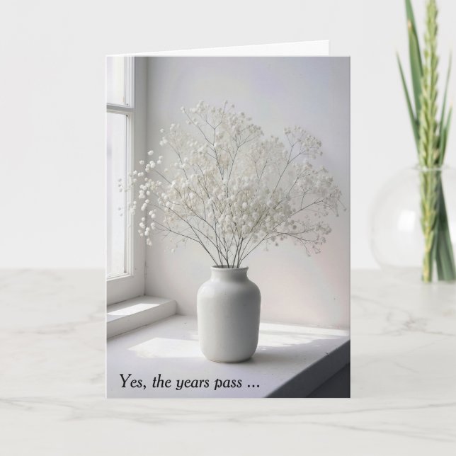 Birthday Baby's Breath Bouquet In White Jug Card (Front)