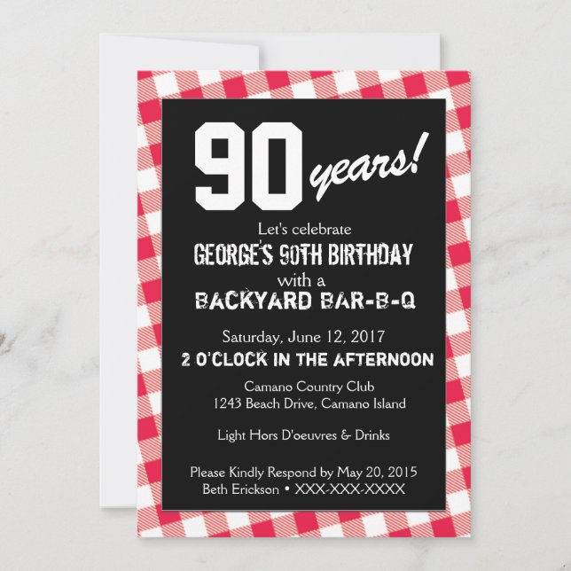 Birthday Backyard BAR-B-Q Invitation (Front)