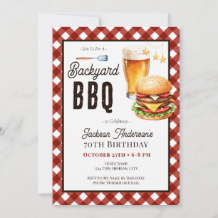 Birthday Backyard BBQ 70th Adult Party Invitation