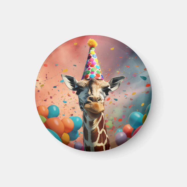 Birthday badge giraffe, magnet, fun  magnet (Front)