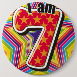 Birthday Badge - I am 7 Button
