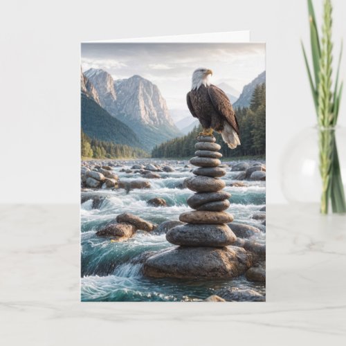 Birthday Bald Eagle On Cairn Card