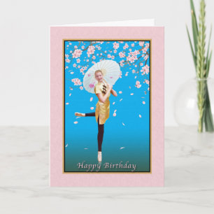 Birthday, Ballerina, Cherry Blossoms Card