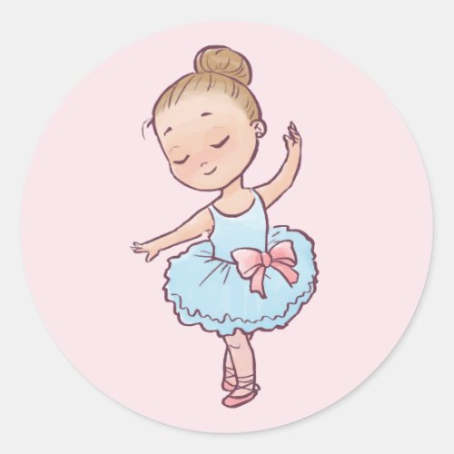 Birthday Ballet Little Ballerina Girl Party Favor Classic Round Sticker