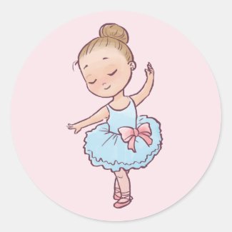Birthday Ballet Little Ballerina Girl Party Favor Classic Round Sticker