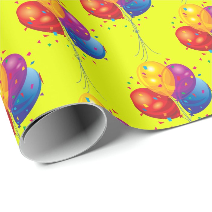 birthday balloon bouquet on yellow wrapping paper