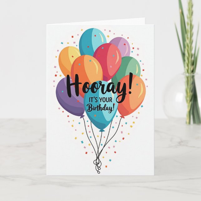 Birthday Balloon Confetti Card (Front)