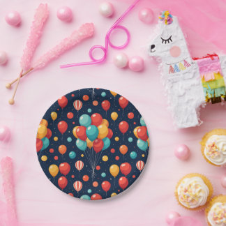 Birthday Balloon Design Paper Plates