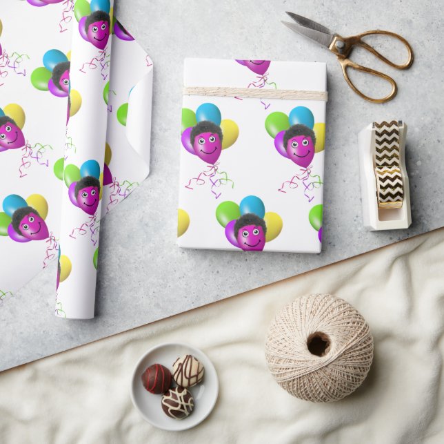 Birthday Balloon Face Wrapping Paper (Crafts)