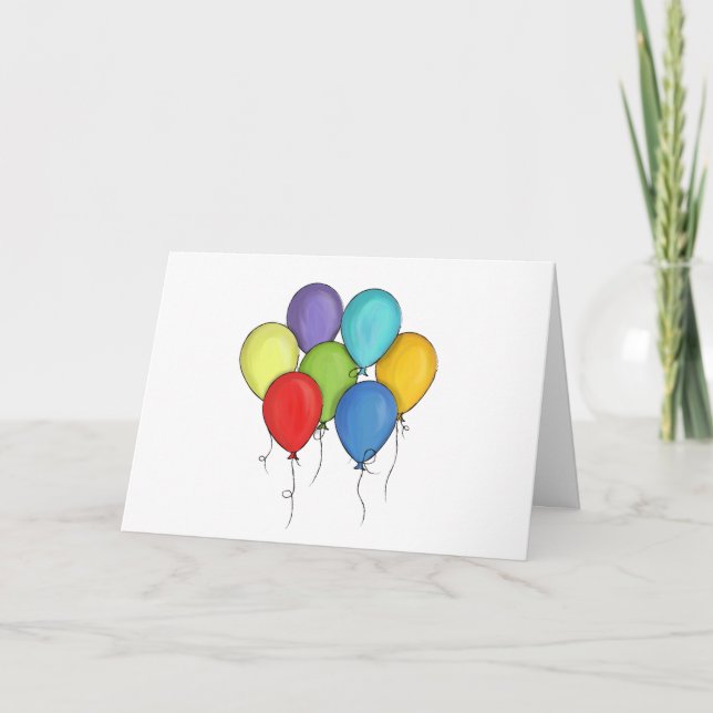 Birthday Balloon Watercolor Personalized Confetti Card (Front)