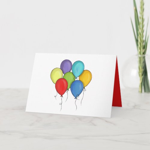 Birthday Balloon Watercolor Personalized Fun Happy Card