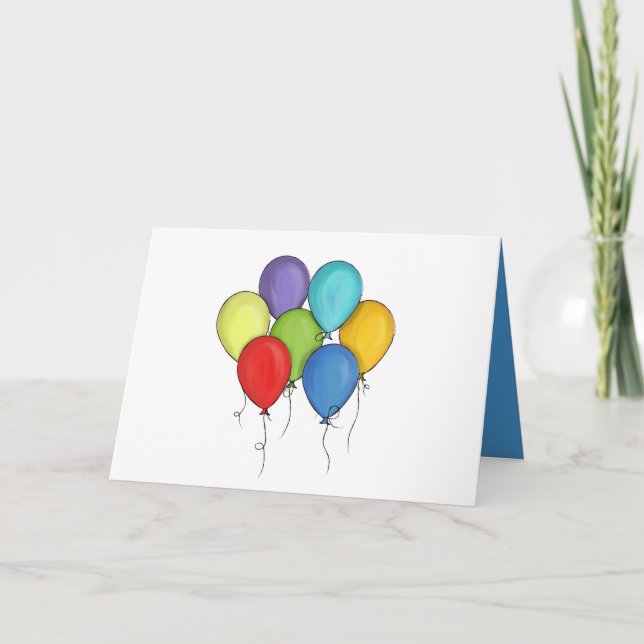 Birthday Balloon Watercolor Personalized Happy Fun Card (Front)