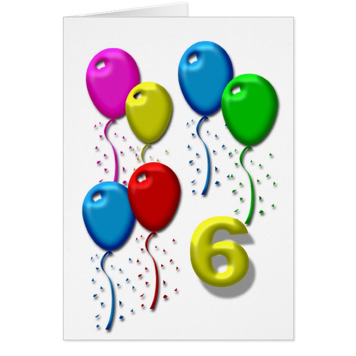 birthday balloons 06 years greeting cards