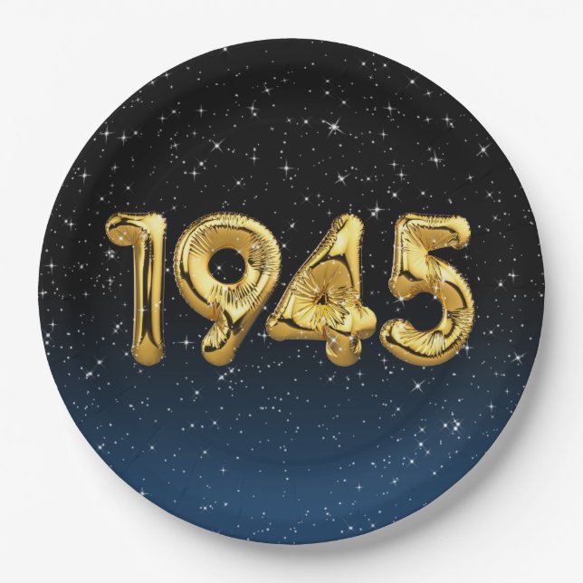 Birthday Balloons 1945 In Stars Paper Plates (Front)