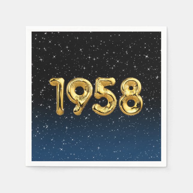 Birthday Balloons 1958 In Stars Napkins (Front)