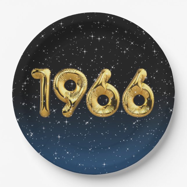 Birthday Balloons 1966 In Stars Paper Plates (Front)